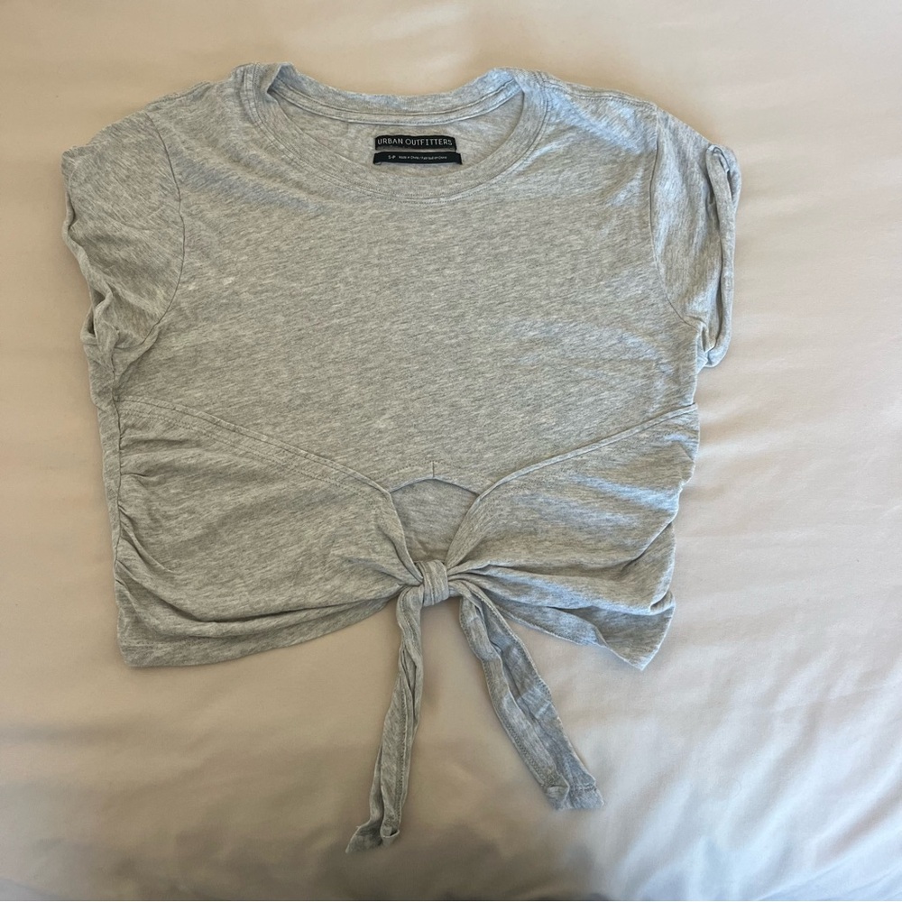 Urban Outfitters Light Gray Tie-Front Tee